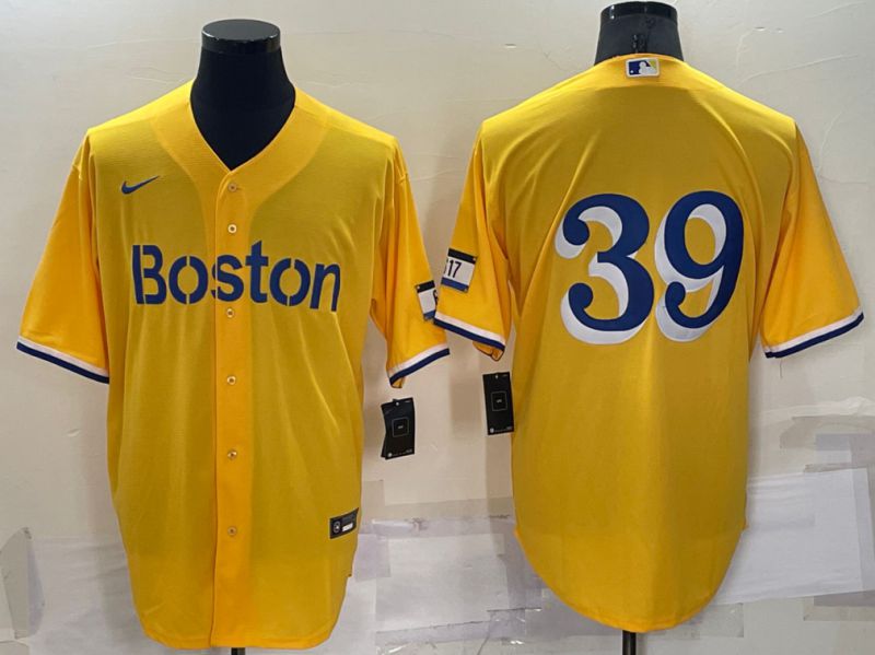 Men Boston Red Sox #39 No Name Yellow City Edition Game Nike 2022 MLB Jersey->boston red sox->MLB Jersey